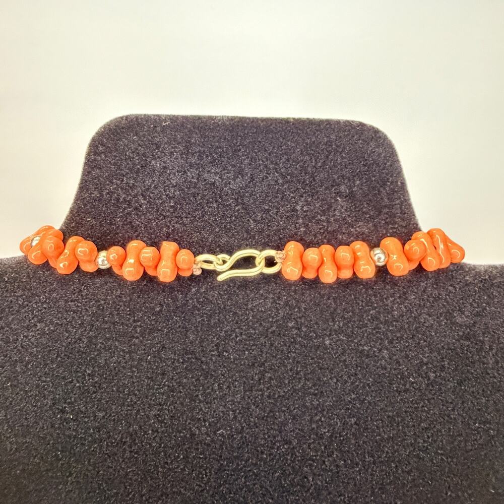 Vintage Tribal Faux Coral & Carnelian Statement Necklace | Boho Ethnic Beaded - Picture 7 of 14